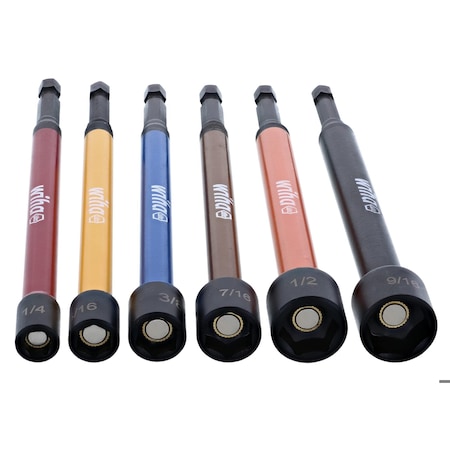 Wiha Color Coded Magnetic Nut Driver Set SAE 6pc, 1/4in, 5/16in, 3/8in, 7/16in, 1/2in, 9/16in, 3PK 70486